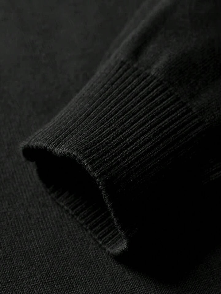 Jersey Con Cremallera Y Cuello Minimalista De Unicolor Casual Para Hombre, Para Otoño E Invierno