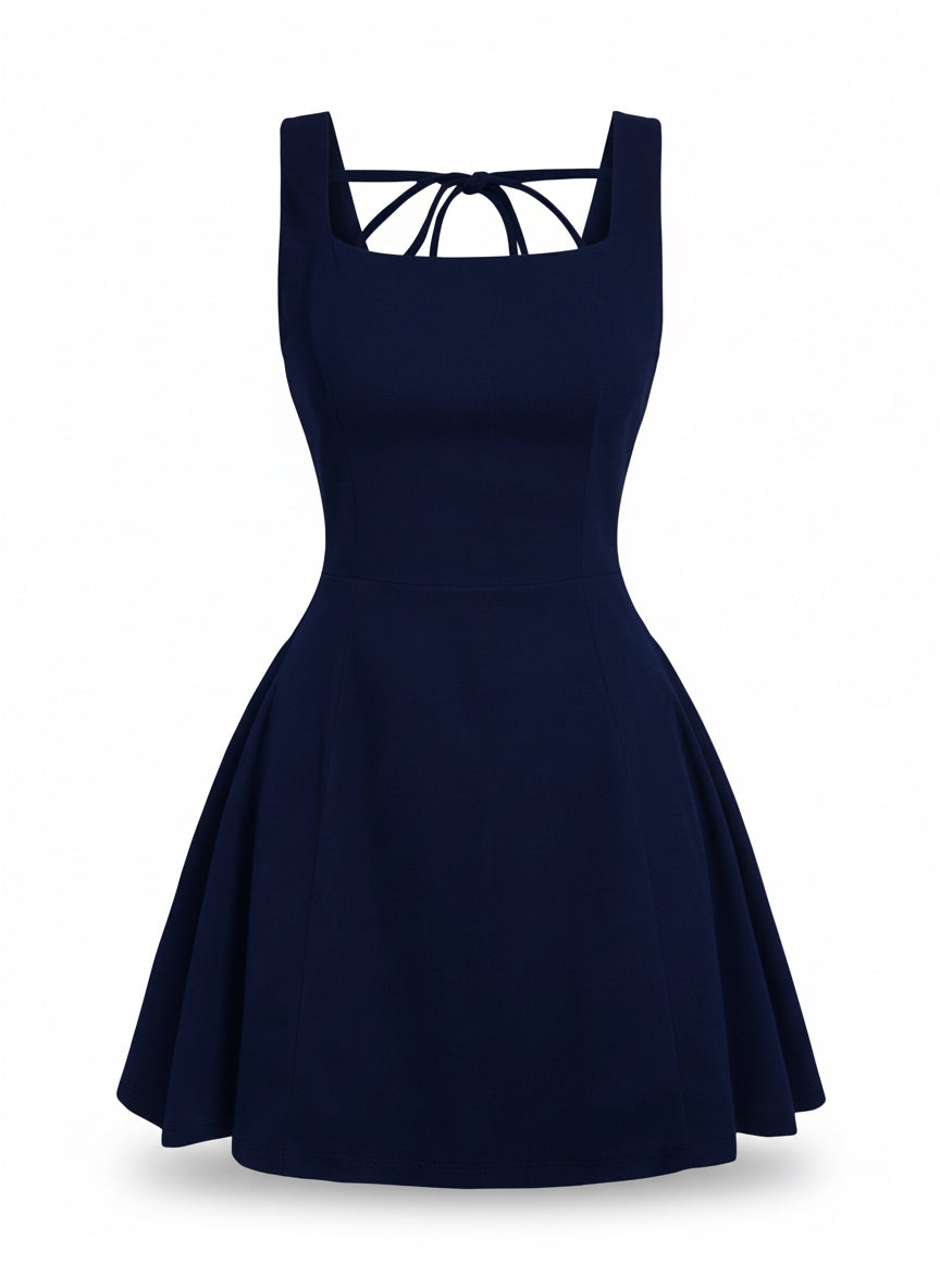 SHEVEETY  Elegante vestido mini de Terciopelo con espalda descubierta y cintura ceñida.