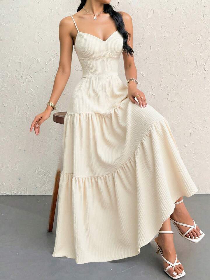 SHEEVETY Vestido Largo De Tirantes Con Falda En Capas