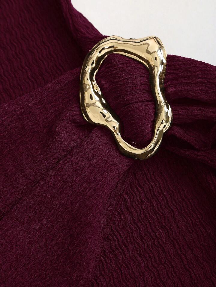 SHEEVETY  Sweetro Vestido Ceñido Al Body Con Mangas Acampanadas Y Cintura Ceñida De Estilo Minimalista