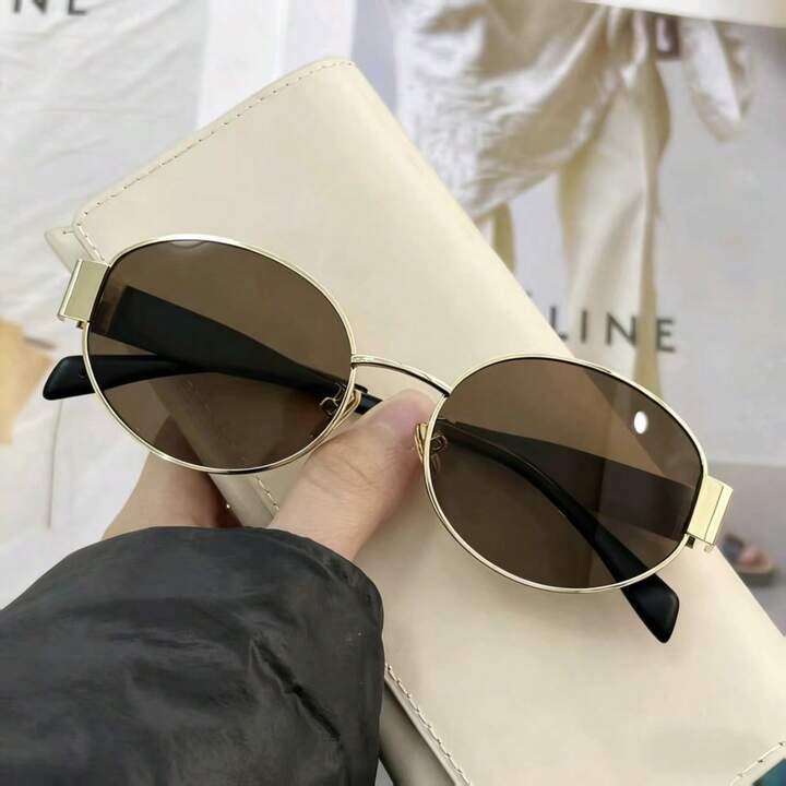 Piezas De Gafas De Mujer Con Marco De Metal Ovalado/Poligonal, Adecuadas Para Uso Diario Y Actividades Al Aire Libre