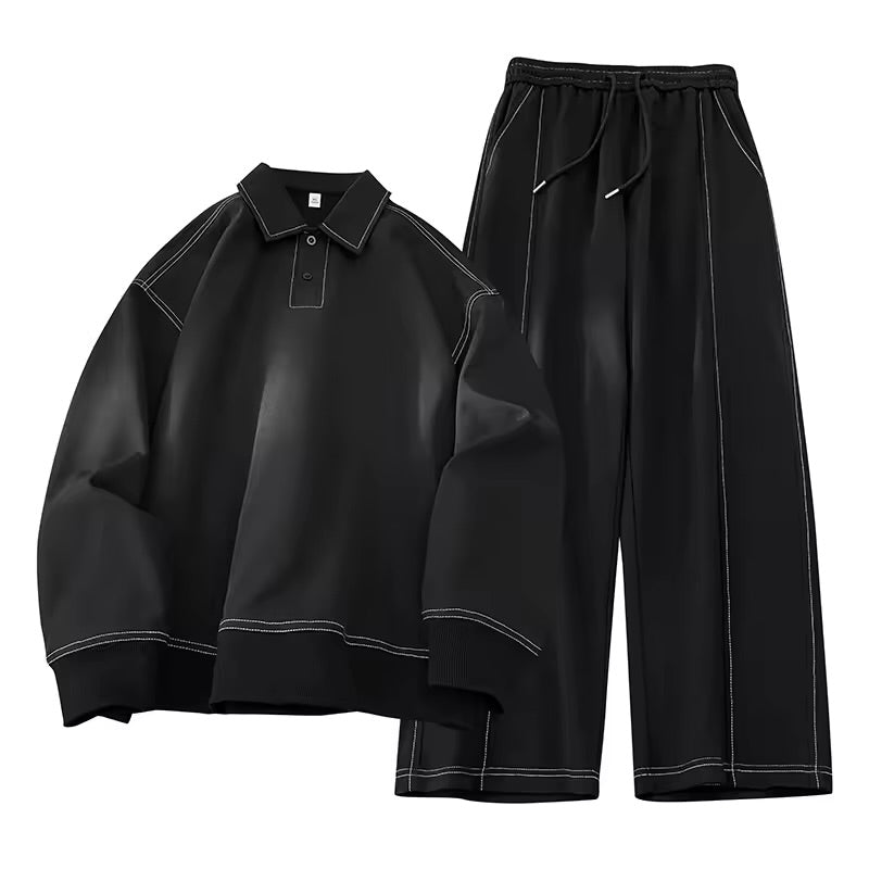 Sheevety Conjunto de hombre,camiseta olgada de manga larga y pantalón