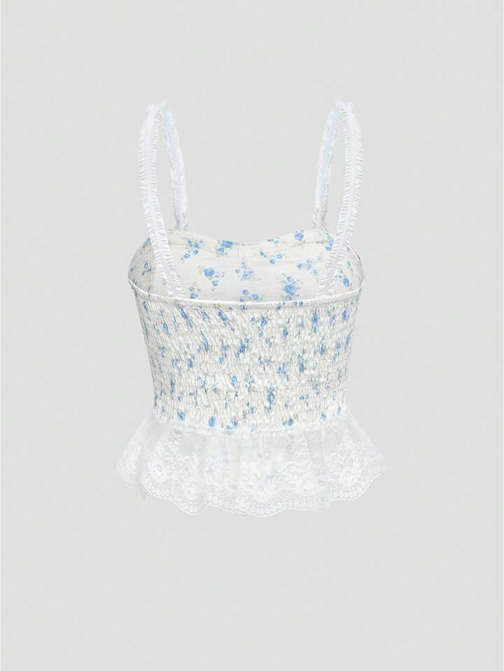 SHEEVETY Top De Tirantes Con Dobladillo De Encaje