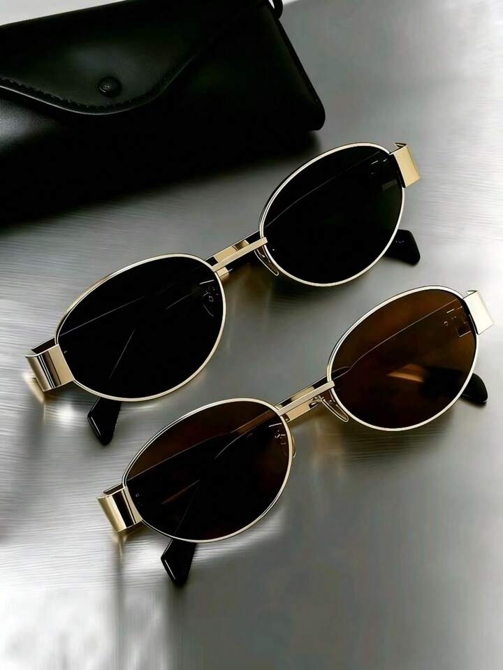 Piezas De Gafas De Mujer Con Marco De Metal Ovalado/Poligonal, Adecuadas Para Uso Diario Y Actividades Al Aire Libre