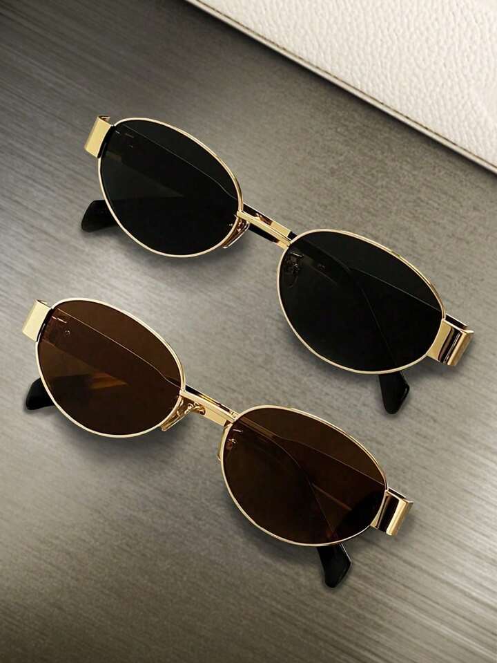 Piezas De Gafas De Mujer Con Marco De Metal Ovalado/Poligonal, Adecuadas Para Uso Diario Y Actividades Al Aire Libre