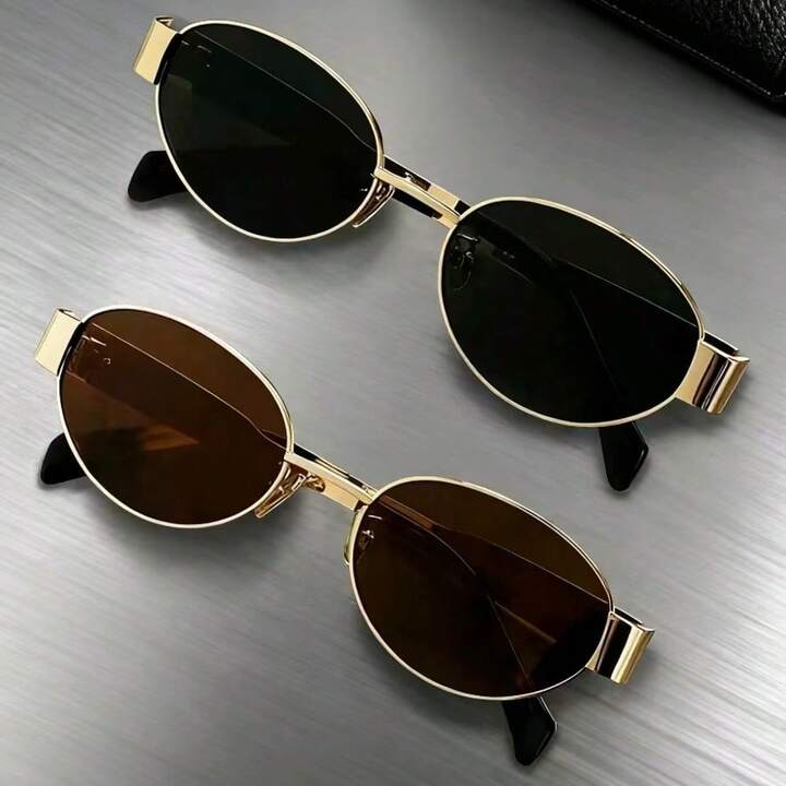 Piezas De Gafas De Mujer Con Marco De Metal Ovalado/Poligonal, Adecuadas Para Uso Diario Y Actividades Al Aire Libre