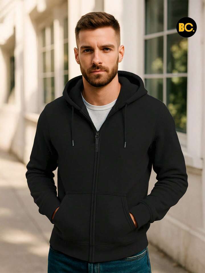TendenciasBig City Sudadera De Hombre Con Forro Borrega Y Capucha Hoodie! Con Cierre Y Basicas Con Estampado Casual De Moda