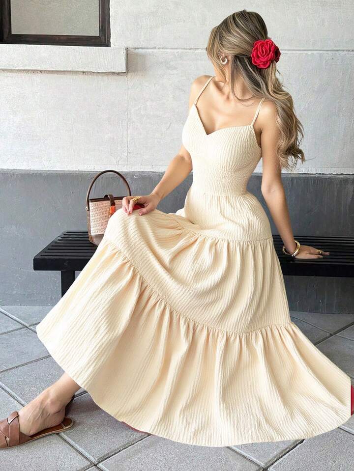 SHEEVETY Vestido Largo De Tirantes Con Falda En Capas