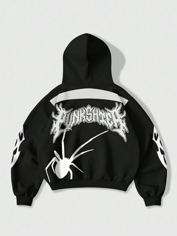 SHEVEETY  MEN Street Life Sudadera Con Capucha De Manga Larga Con Estampado De Moda Para Hombre