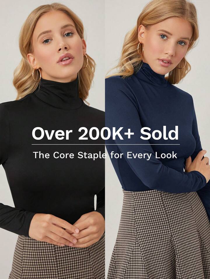 SHEVEETY  TendenciasqualityMOTF PREMIUM CAMISETA AJUSTADA DE CUELLO ALTO