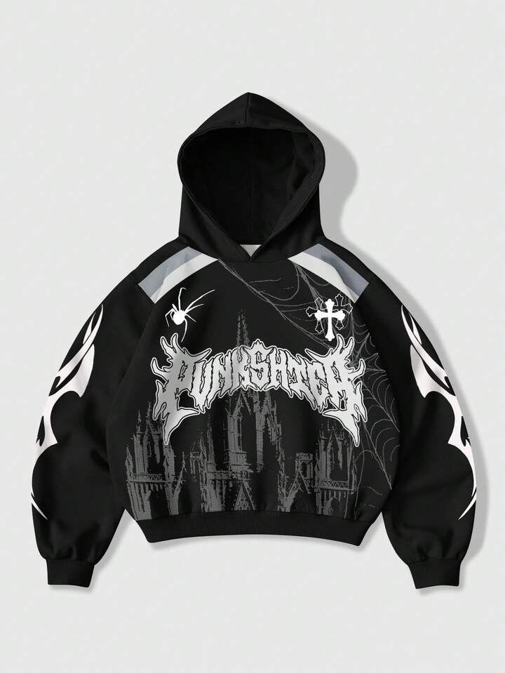 SHEVEETY  MEN Street Life Sudadera Con Capucha De Manga Larga Con Estampado De Moda Para Hombre