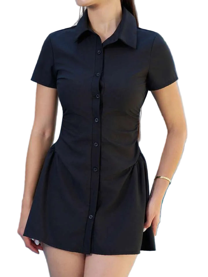 SHEEVETY Bello Vestido Camisero Ajustable A La Cintura