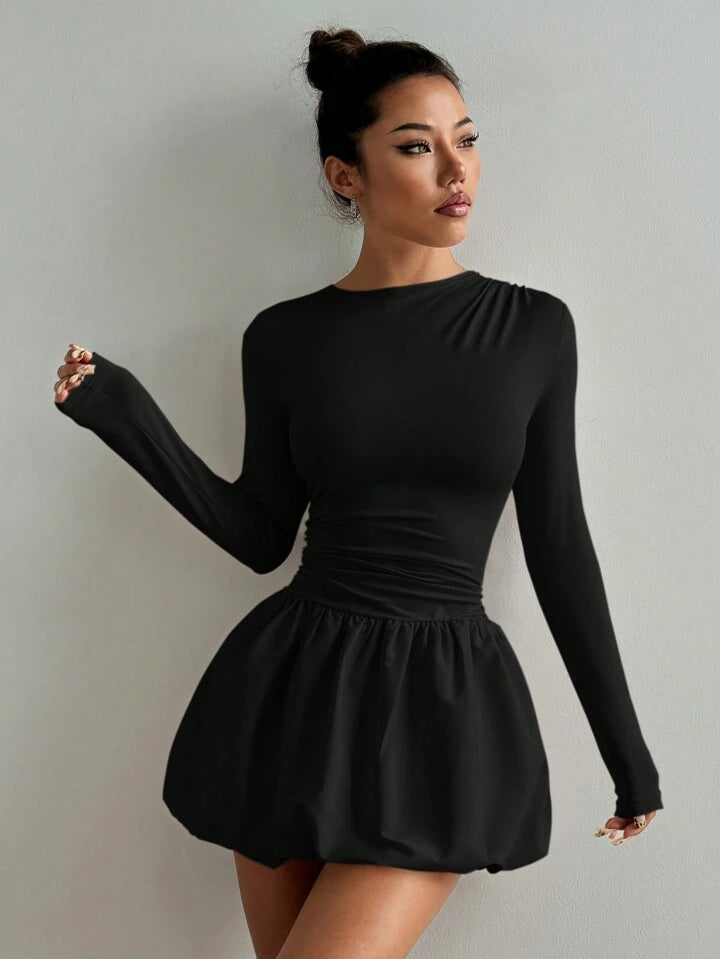 SHEEVETY Vestido Corto Manga Larga Elegante