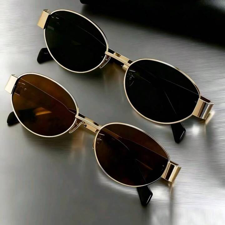 Piezas De Gafas De Mujer Con Marco De Metal Ovalado/Poligonal, Adecuadas Para Uso Diario Y Actividades Al Aire Libre