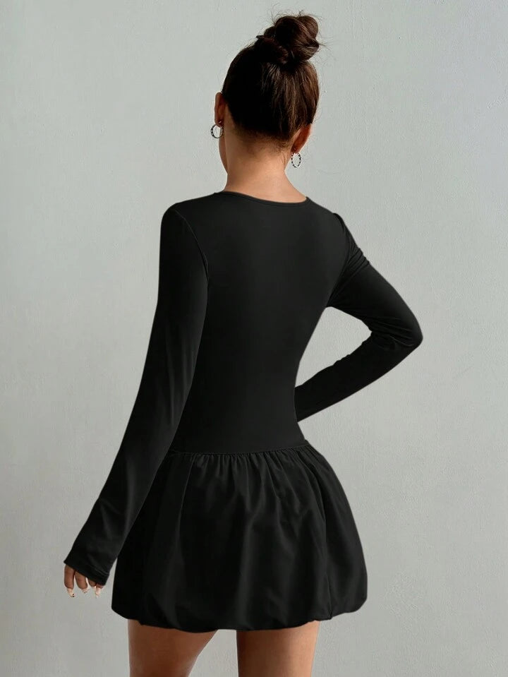 SHEEVETY Vestido Corto Manga Larga Elegante