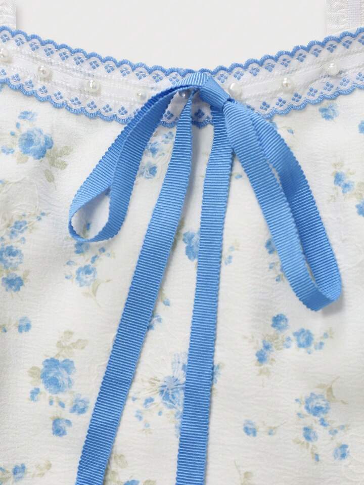 SHEEVETY Top De Tirantes Con Dobladillo De Encaje