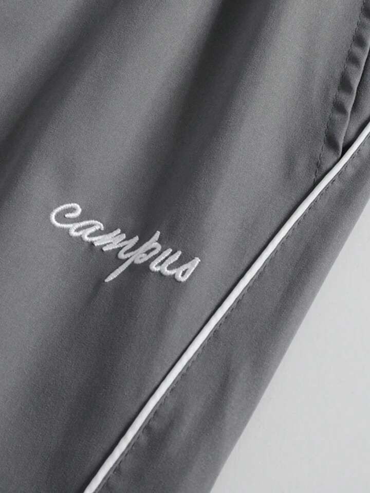 Pantalones Casuales De Pierna Recta Holgados Para Hombre Con Estampado De Estrellas Y Letras, Estilo Universitario Versátil, Adecuados Para Todas Las Estaciones