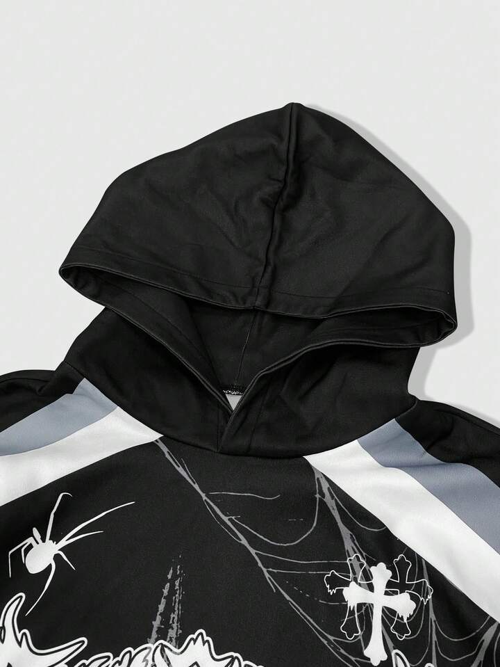 SHEVEETY  MEN Street Life Sudadera Con Capucha De Manga Larga Con Estampado De Moda Para Hombre