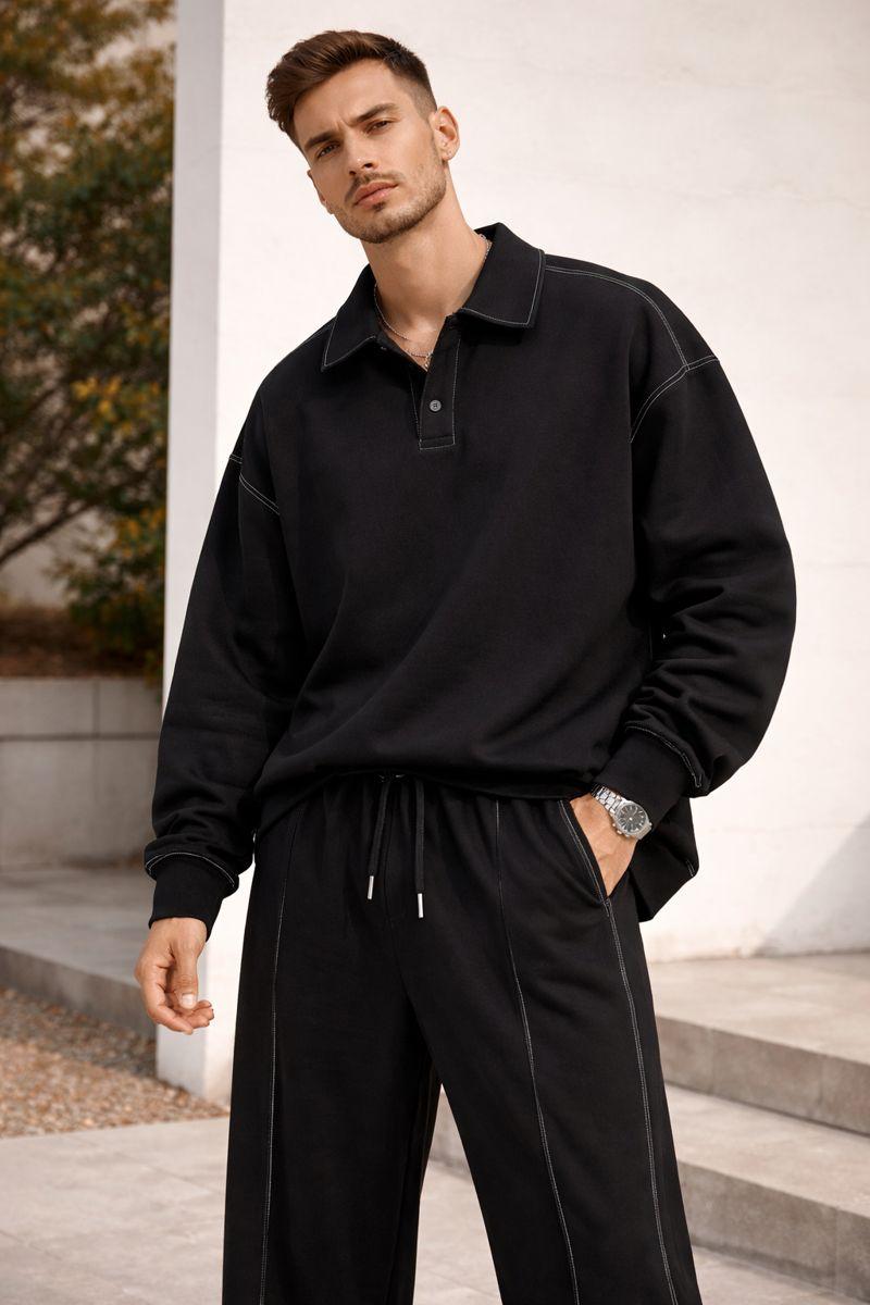 Sheevety Conjunto de hombre,camiseta olgada de manga larga y pantalón