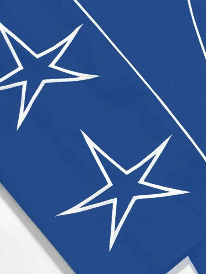 Pantalones Casuales De Pierna Recta Holgados Para Hombre Con Estampado De Estrellas Y Letras, Estilo Universitario Versátil, Adecuados Para Todas Las Estaciones