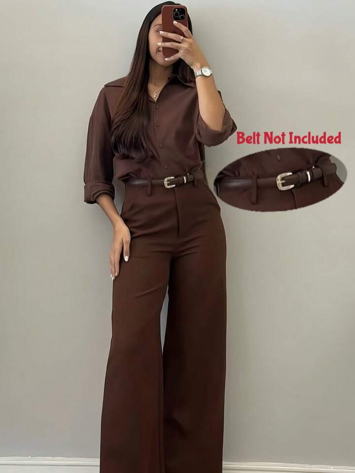 Pantalones Casuales De Pierna Acampanada De Diseño Minimalista Para Mujeres, Adecuados Para Ir Al Trabajo, La Oficina, Uso Diario, Todas Las Estaciones