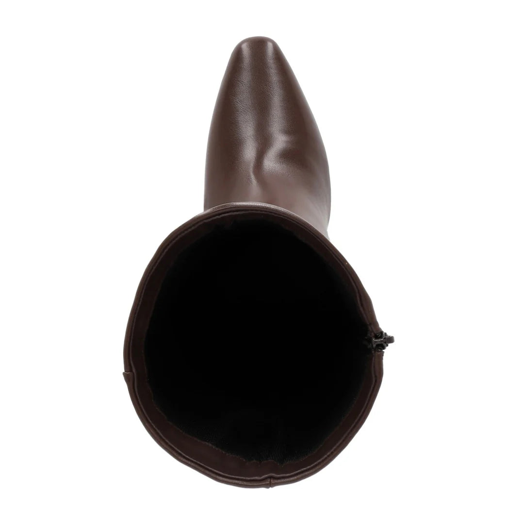 BOTA LARGA DE TACÓN COLOR CAFÉ