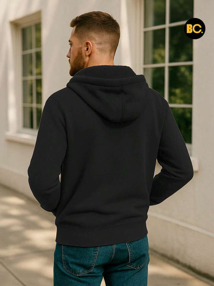 TendenciasBig City Sudadera De Hombre Con Forro Borrega Y Capucha Hoodie! Con Cierre Y Basicas Con Estampado Casual De Moda