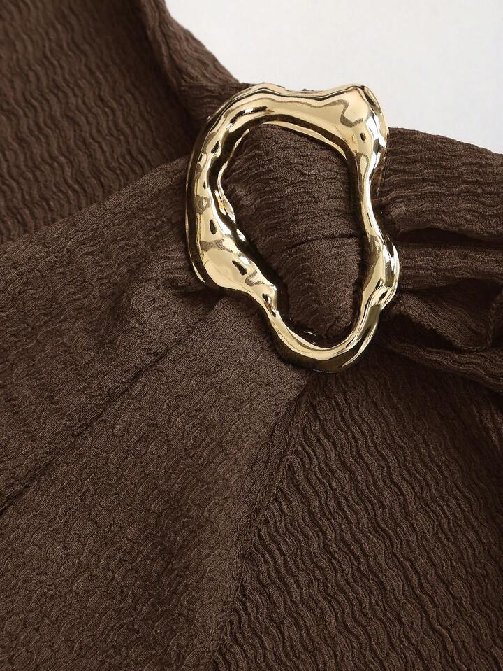 SHEEVETY  Sweetro Vestido Ceñido Al Body Con Mangas Acampanadas Y Cintura Ceñida De Estilo Minimalista